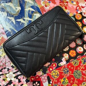 Tory Burch Black Quilted Leather Wallet